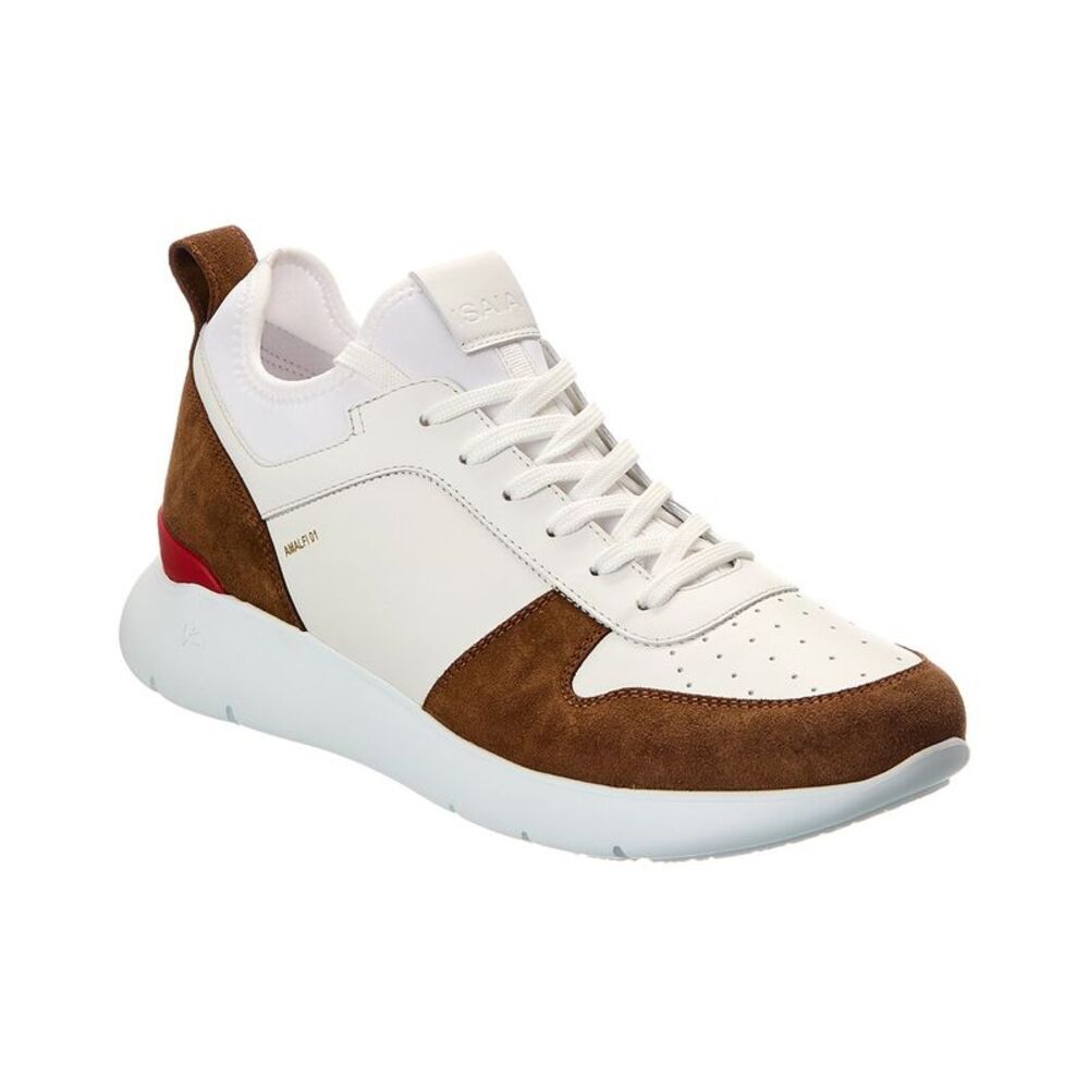 Isaia Amalfi Leather Sneaker, White